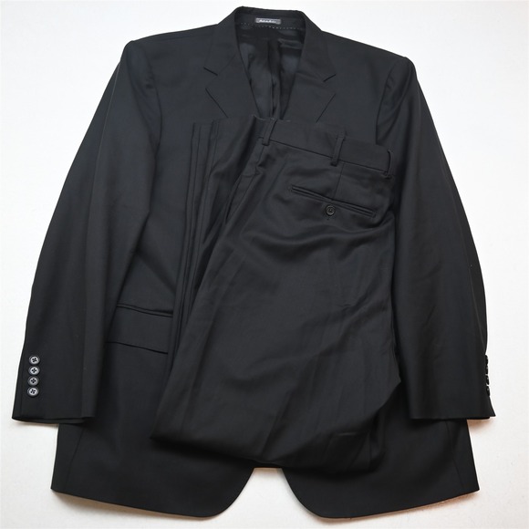 Ermenegildo Zegna 44R 38x32 Black 100% Wool Mens Jacket Pants Suit